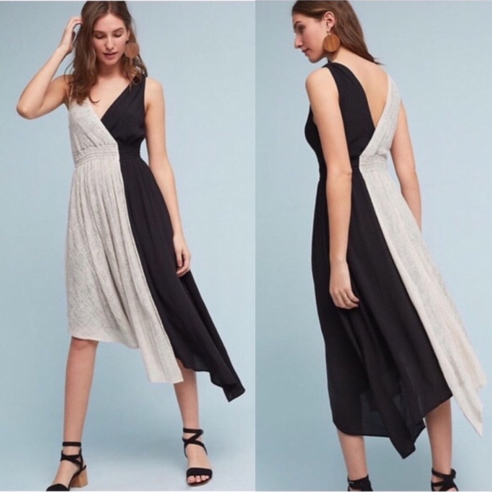 Anthropologie Maeve Two Tone Asymmetrical Dress